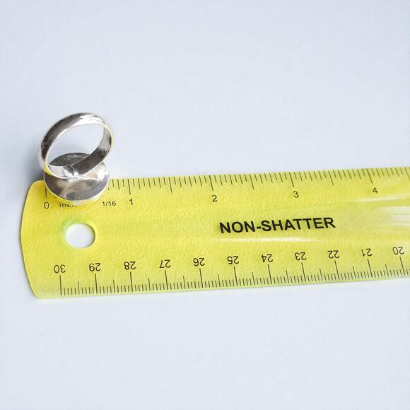 Vintage 925 Silver Signet Flower Ring Gold Plated Accent Size 9 Two Tone - Picture 8 of 8